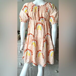 Stella McCartney Junior Kids 100% Cotton Floral Dress in Orange color Size 10Y